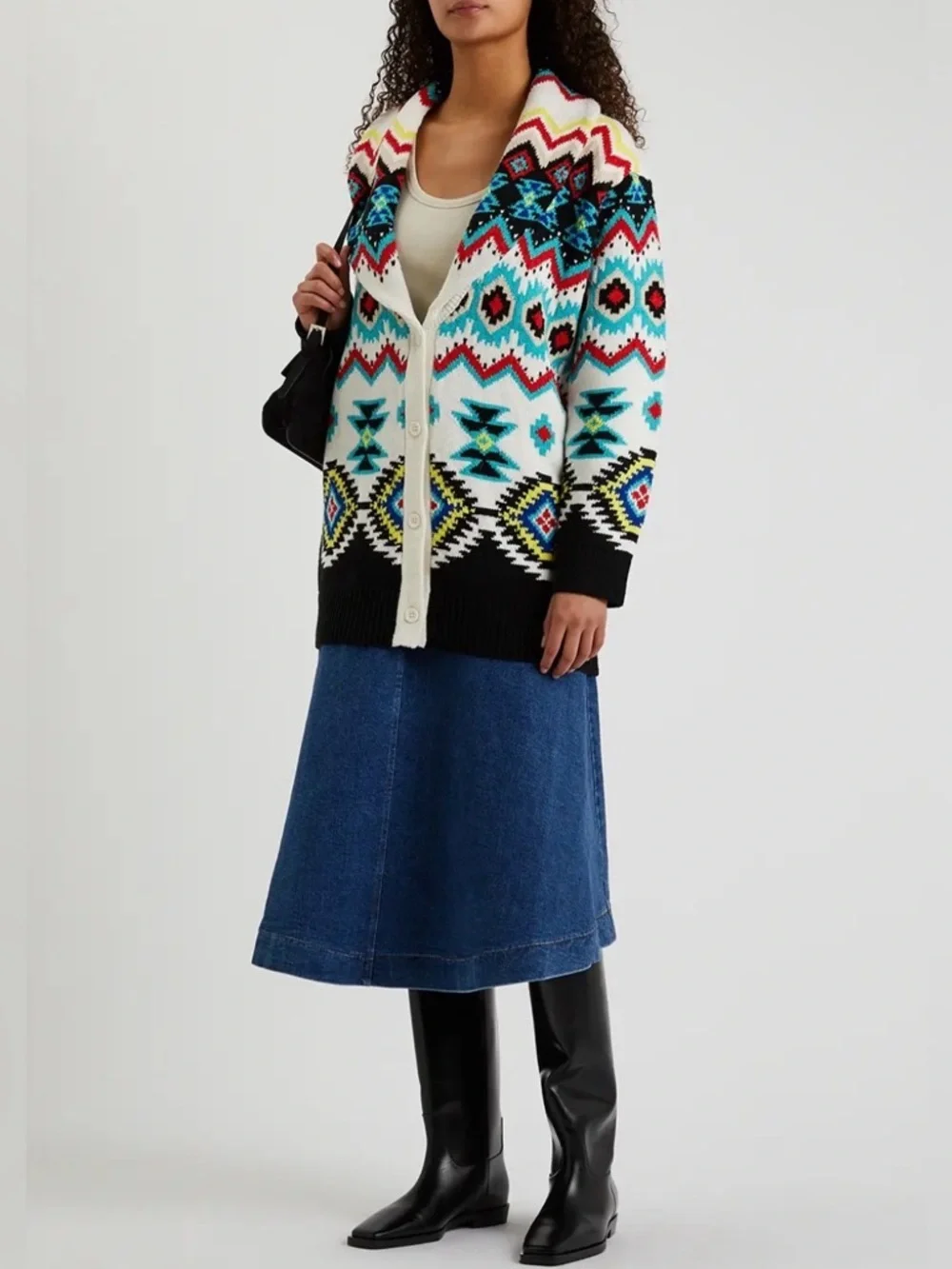 Alice + Olivia Jenn Fair Isle Cardigan Size XS